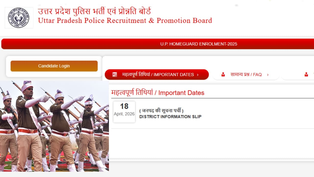 UP Home Guard Admit Card 2026 जारी: 41,424 पदों की परीक्षा 25 से 27 अप्रैल, ऐसे करें डाउनलोड